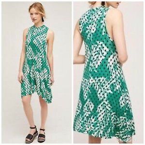 Anthropologie Maeve Caye dress green palm dot M
